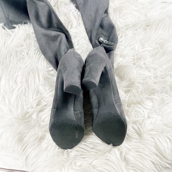 Sam Edelman Kent Over the Knee OTK Grey Faux Suede Heeled Boots Size 6‎ - Picture 3 of 5
